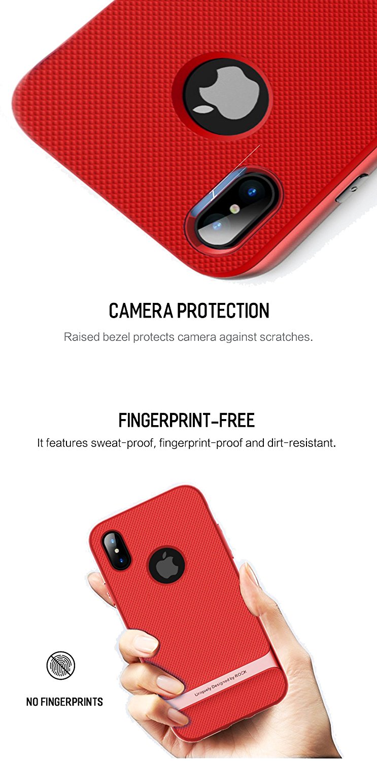 Royce Series By Rock Dual Layer Thin &amp; Slim Shockproof Case for iPhone X - Red
