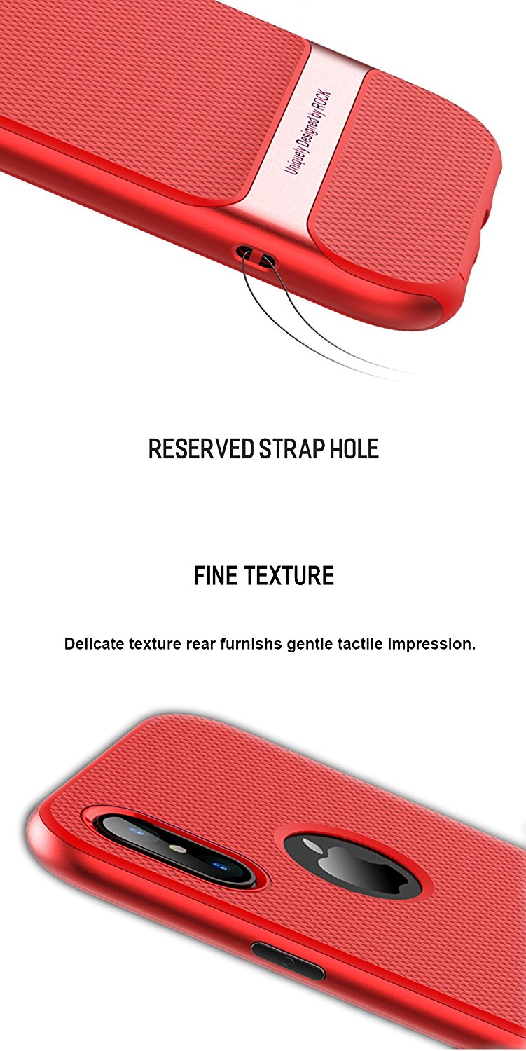 Royce Series By Rock Dual Layer Thin &amp; Slim Shockproof Case for iPhone X - Red