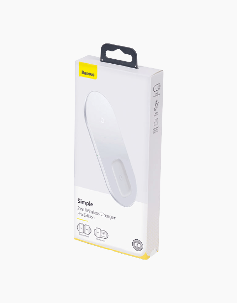 Baseus Simple 2in1 Wireless Charger Pro Edition For Phones+Pod 15W - White