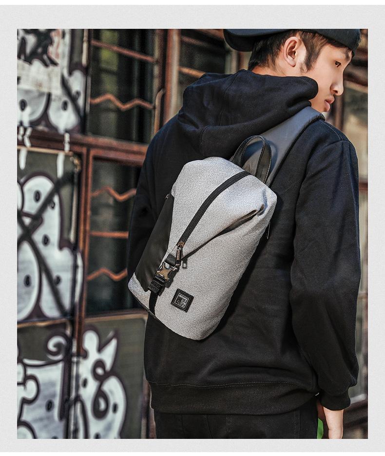 ARCTIC HUNTER XB00061- Crossbody Waterproof Men Chest Bag Gray