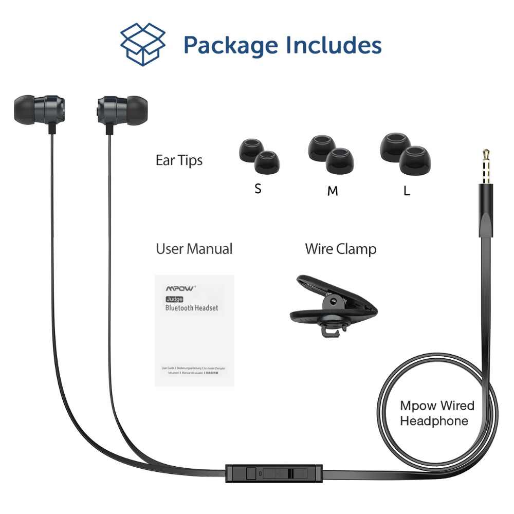 Mpow MPPA025AB Wired Earphones With Mic - Black
