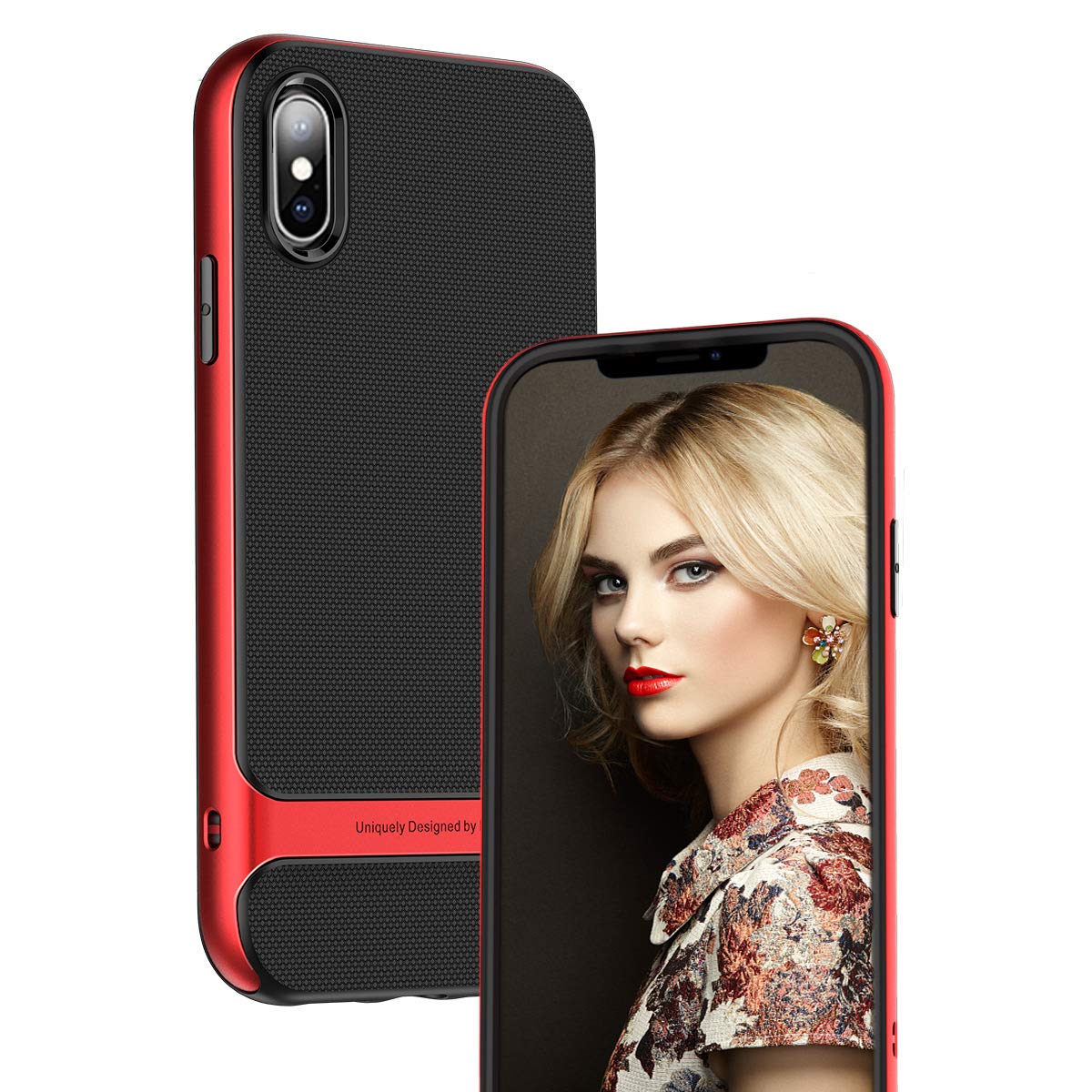 Royce Series By Rock Dual Layer Thin &amp; Slim Shockproof Case for iPhone Xs Max – Red