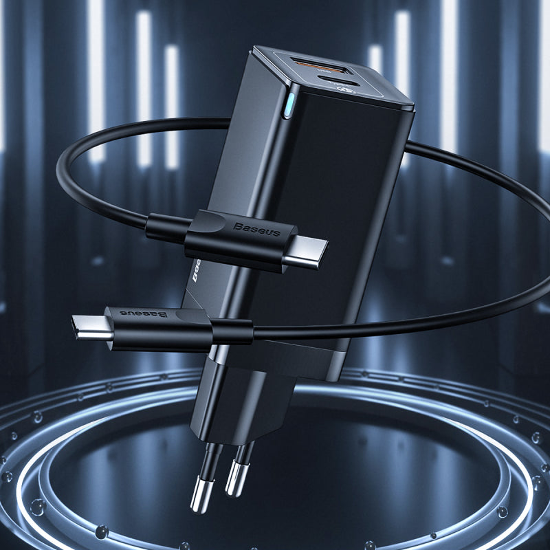 Baseus GaN2 Quick Charger 45W With Mini Cable USB-C 60W - Black