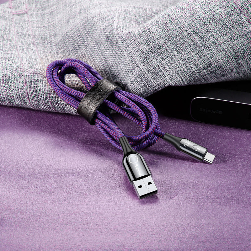 C-shaped By Baseus Light Intelligent Power-off Cable *Type C* Purple