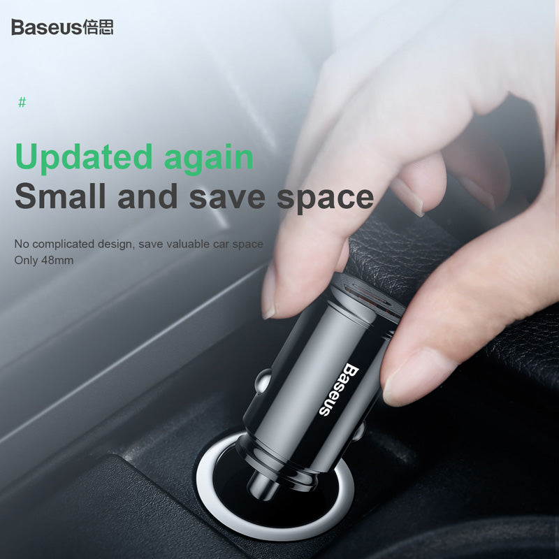 Smartkoshk Circular car charger with dual USB ports and Type C PD, compact design for fast device charging.
