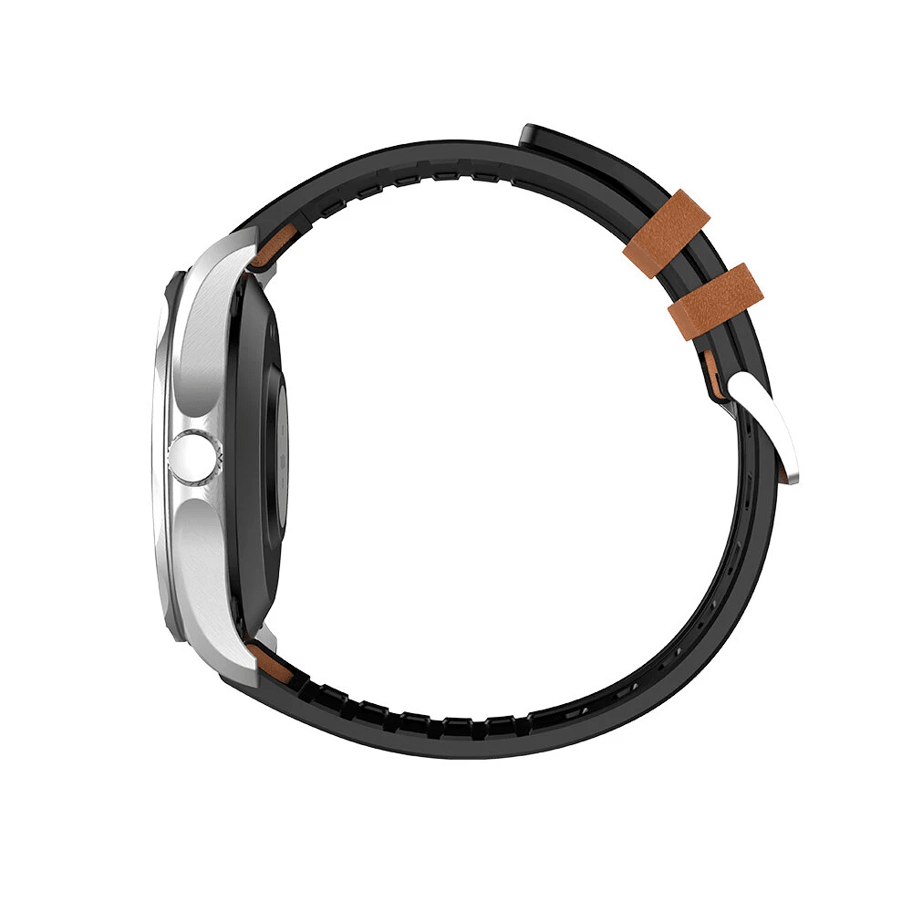 BlitzWolf BW-HL3 smart watch with 1.3-inch full touch display, brown strap, health and fitness tracking features.