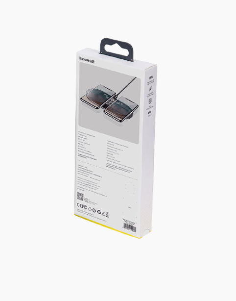 Baseus Simple 2in1 Wireless Charger Pro Edition with transparent design, suitable for phones and AirPods.