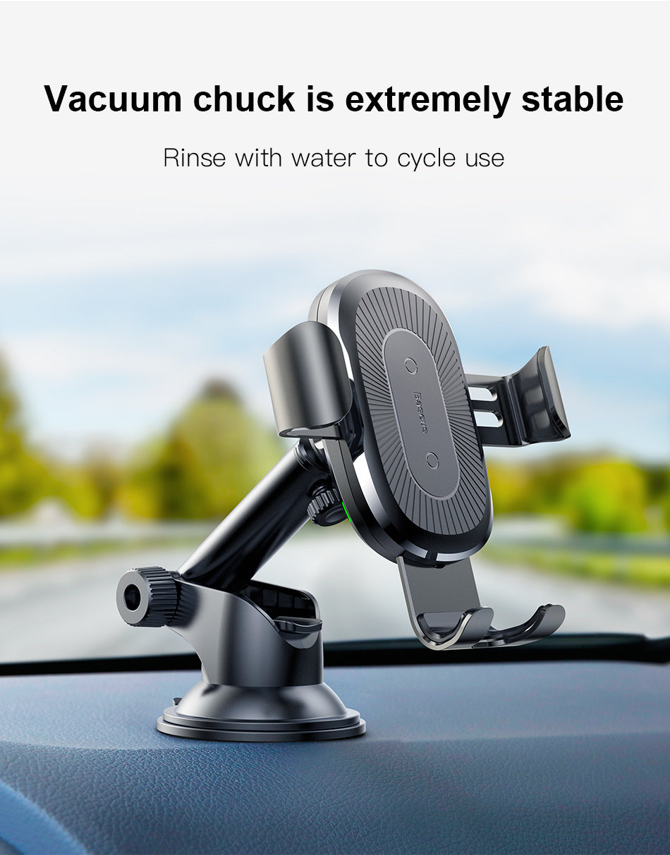 Gravity By Baseus QI Wireless Charging Quick Charger Car Mount Phone Holder