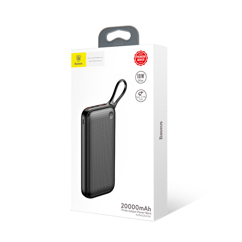 Baseus Powerful Type-C PD+QC3.0 Quick Charge Power Bank 20000mAh Black