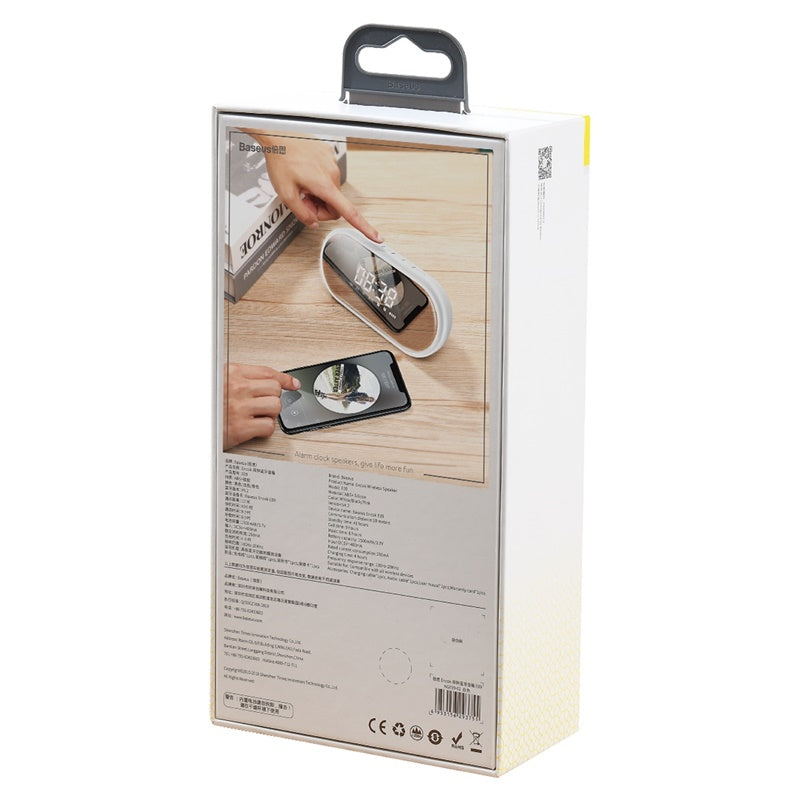 Baseus Encok E09 Wireless Speaker, Alarm, FM Radio White