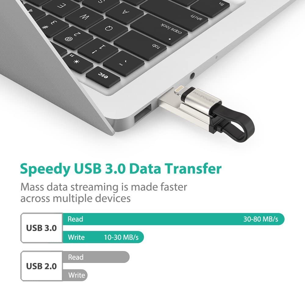 RAVPower RP-IM013 iPhone Flash Drive 64GB MFI - Silver