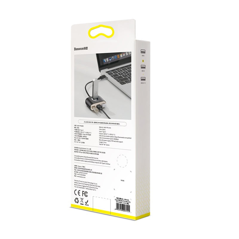 Baseus Square Round HUB USB3.0 To USB3*1+USB2*3+ Micro 1m Black