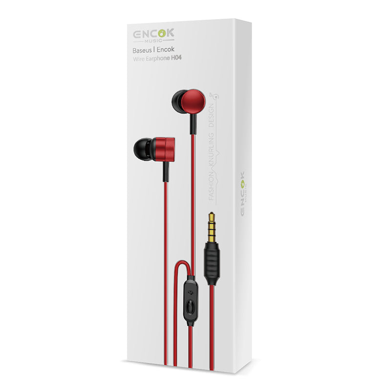 Baseus Encok H04 Sport Wired Stereo Earphone Black/Red
