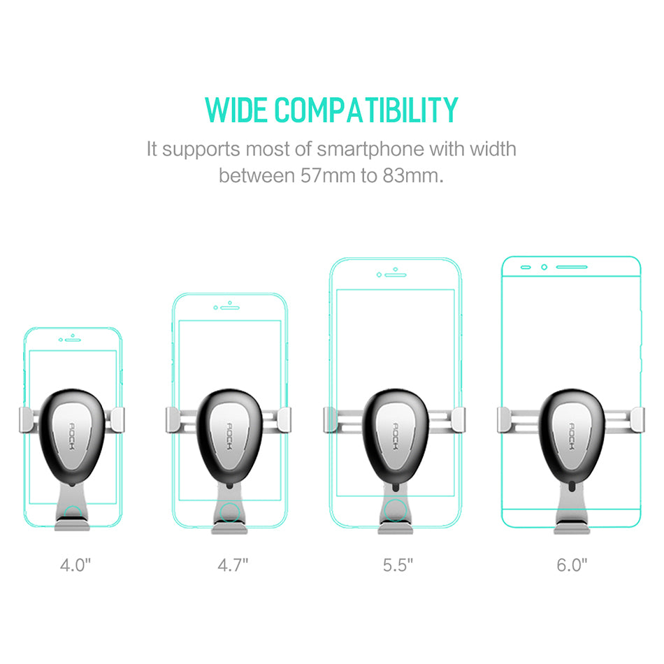 Gravity By Rock High Quality Metal Car Phone Holder Gray