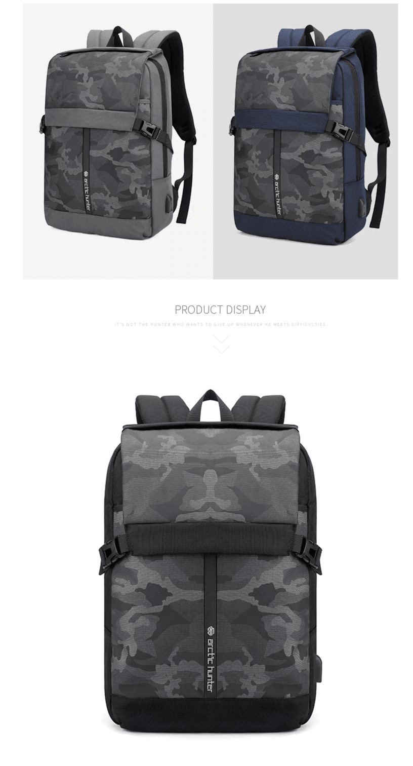 ARCTIC HUNTER 15.6 USB Waterproof Anti Theft Laptop Bag Nvy/Flag