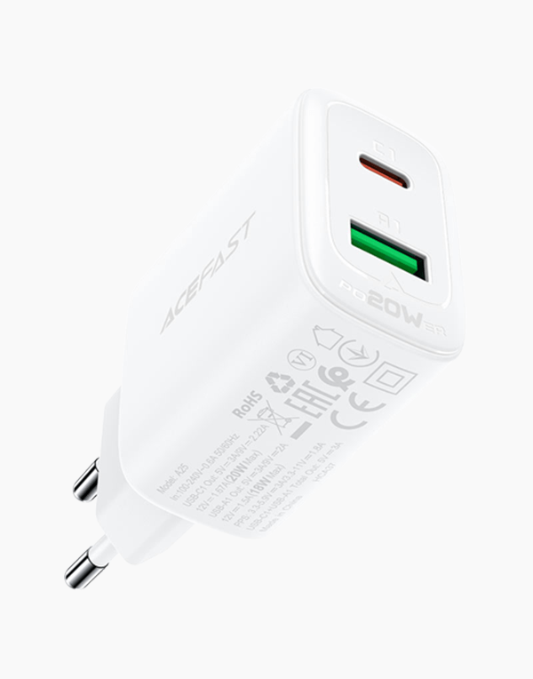 ACEFAST A25 PD20W (USB-C+USB-A) dual port charger