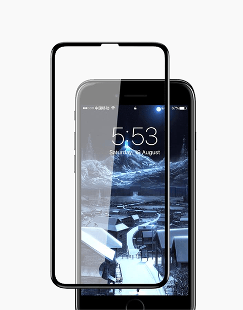 Arc-surface By Baseus 0.23mm Tempered Glass For iP6/iP7/iP8 Plus Black