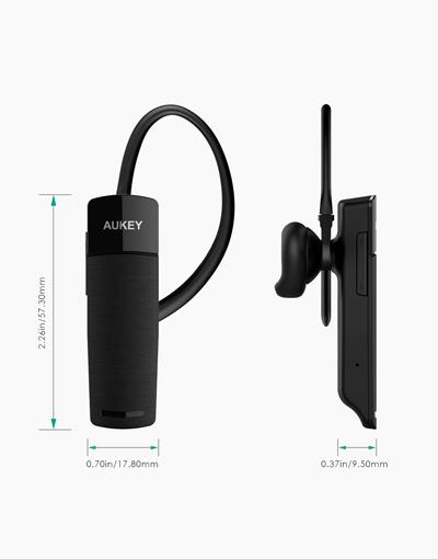 Black Aukey EP-B19 Bluetooth earphones by Smartkoshk with in-ear design, compatible with iPhone and Android, 4-hour battery life