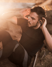 Aukey EP-B16 Arcs Bluetooth Sport Earbuds in black with comfort fit design and sweat-resistant features for active use.