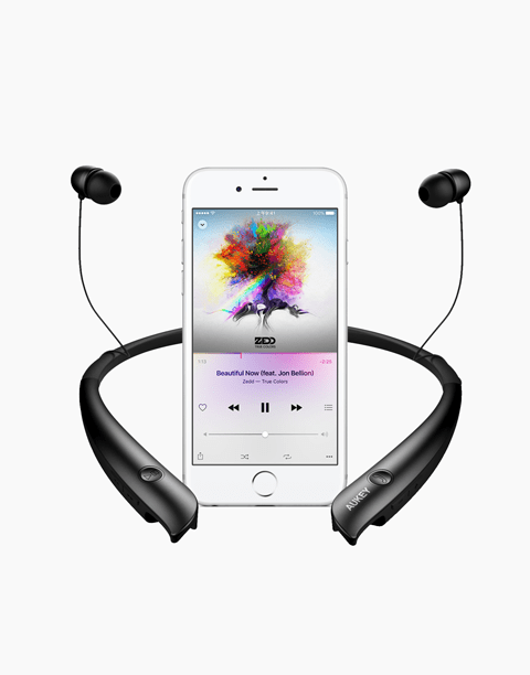 EP-B20 Bluetooth Headphones Neckband Wireless in Ear Headsets with Microphone, 15 Hours Playtime, Sweatproof From Aukey Black