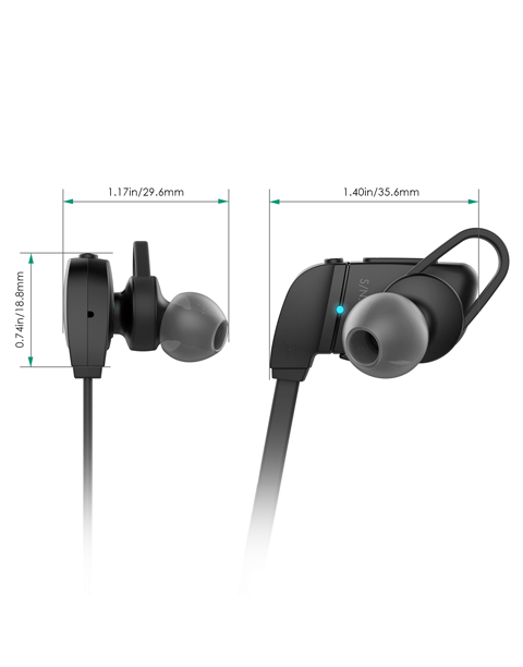 EP-B27 Bluetooth Headphones, Wireless Sport Earbuds with Built-in Remote & Microphone From Aukey Black