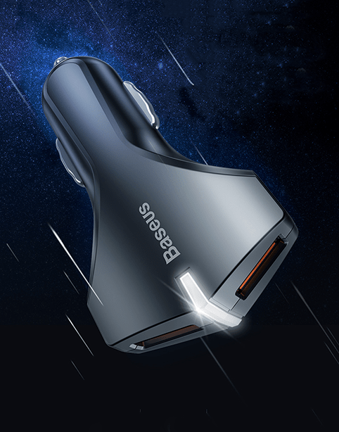 Baseus Small Rocket QC3.0 Dual-USB Car Charger Black