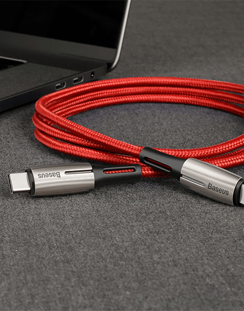 Baseus Water Drop Lamp PD 60W Flash Charge For Type-C to C cable Red