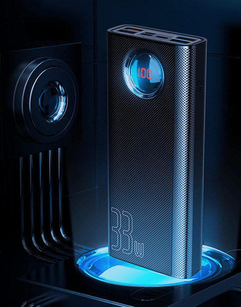 Baseus Amblight Fast Power Bank, 7 Ports 33W (PD3.0+QC3.0) 30000mAh Black