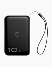 Mini S باور بنك 10000mAh و شاحن لاسلكى سريع 10w بمخرجين للشحن السريع ( QC3 + PD ) اسود