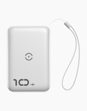 Mini S باور بنك 10000mAh و شاحن لاسلكى سريع 10w بمخرجين للشحن السريع ( QC3 + PD ) ابيض