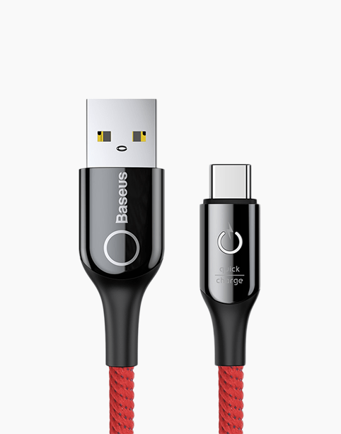 C-shaped By Baseus Light Intelligent Power-off Cable *Type C* Red