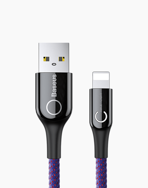 C-shaped By Baseus Light Intelligent Power-off Cable For iPhone Purple