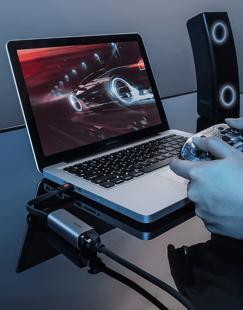 Baseus Steel Cannon Series USB &amp; Type-C Bidirectional Gigabit LAN Adapter Grey