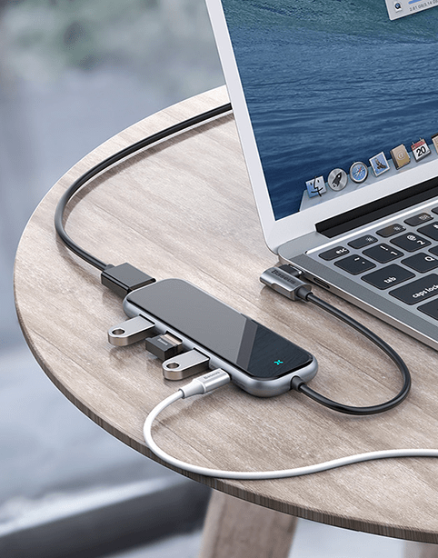 Baseus Multi-functional HUB (Type-C to 3xUSB3.0+HD4K+PD) Gray