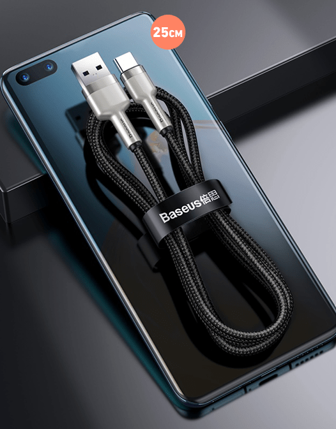 Baseus Cafule Series Metal 5A Data Cable USB To Type-C 40W 25cm - Black