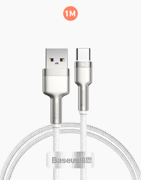 Baseus Cafule Series Metal 5A Data Cable USB To Type-C 40W 1m - White