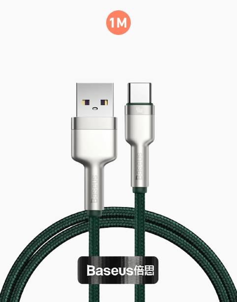 Baseus Cafule Series Metal 5A Data Cable USB To Type-C 40W 1m - Green