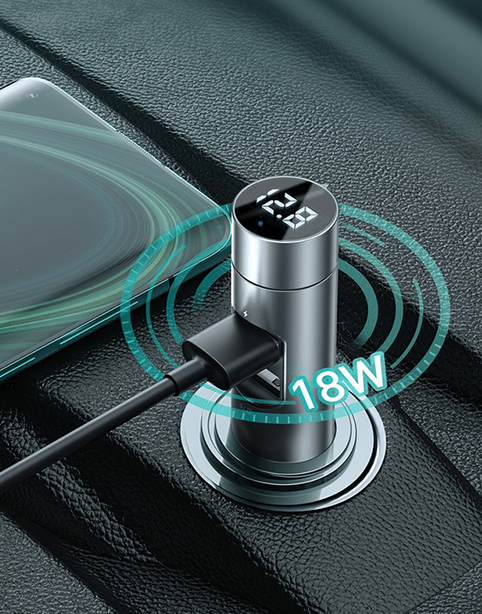 Baseus Energy Column Car Wireless MP3, Fast Charger Dark grey