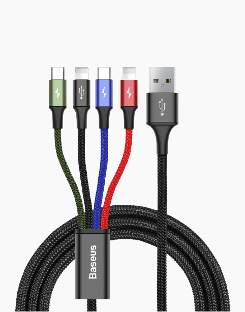 Baseus Rapid Series 4in1 Cable For 2*iP 1*Type-C 1*Micro 3.5A 1.2M