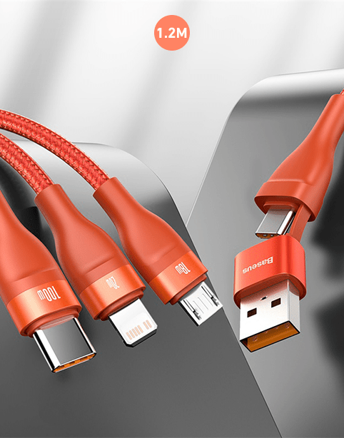 Baseus Flash Series 2 in 3 Fast Cable U+C to M+L+C 100W 1.2m Orange