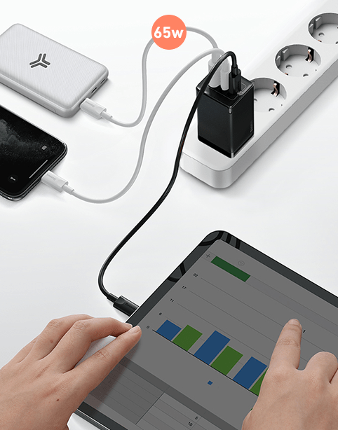 Baseus GaN2 Quick Charger 65W With Mini Cable USB-C To C - Black