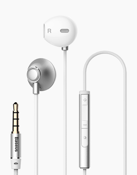 H06 By Baseus In-Ear Stereo Bass Earphones 3.5mm jack White