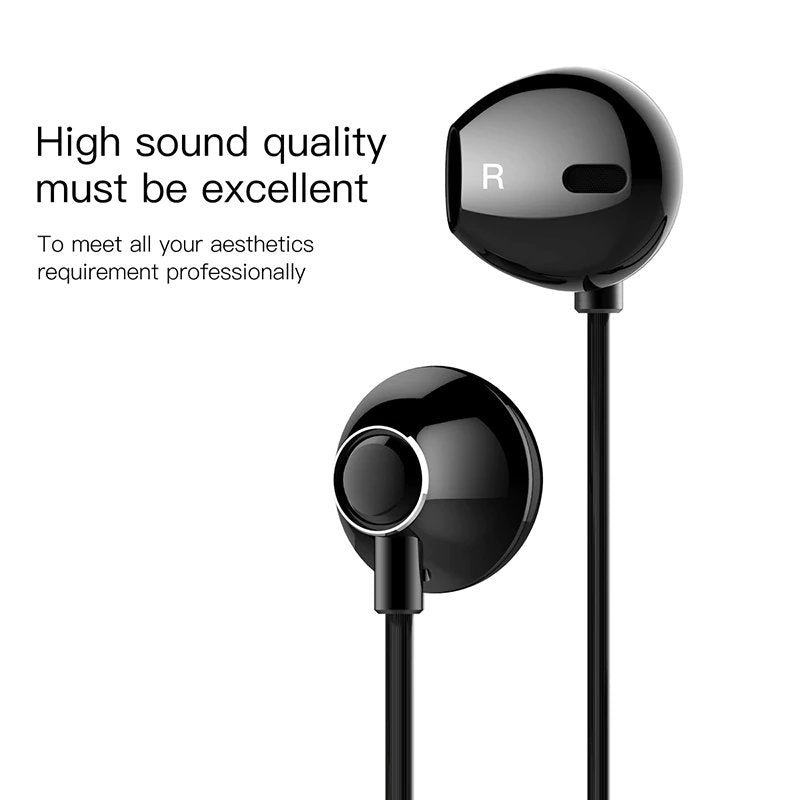 H06 By Baseus In-Ear Stereo Bass Earphones 3.5mm jack Black