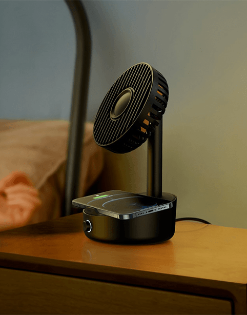 Baseus Hermit desktop wireless charger with oscillating fan - Black