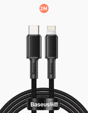 Baseus High Density Braided PD 20W Fast Cable Type-C to iP 2m Black