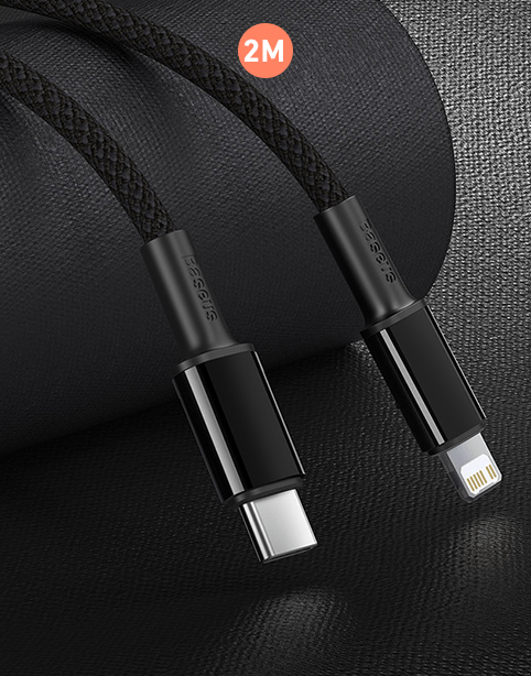 Baseus High Density Braided PD 20W Fast Cable Type-C to iP 2m Black