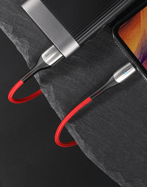 Horizontal Baseus Anti-Cut Cable With An Indicator Lamp For iP Red