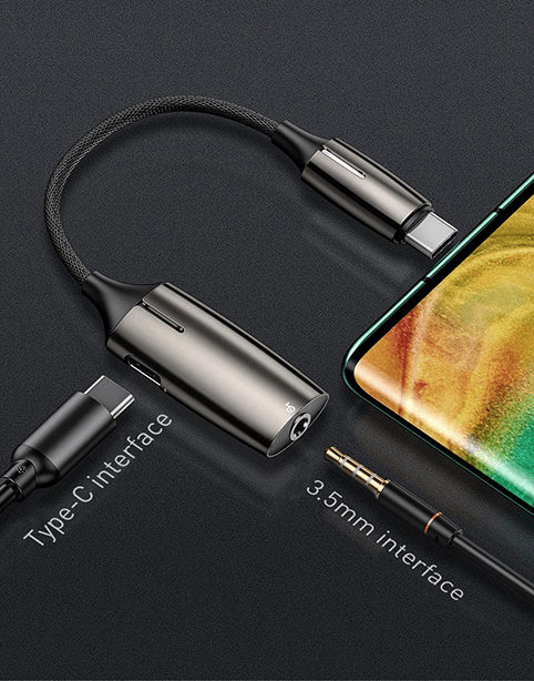 Baseus L60 2-in-1 Type-C To Type-C &amp; 3.5mm Female Adapter Tarnish