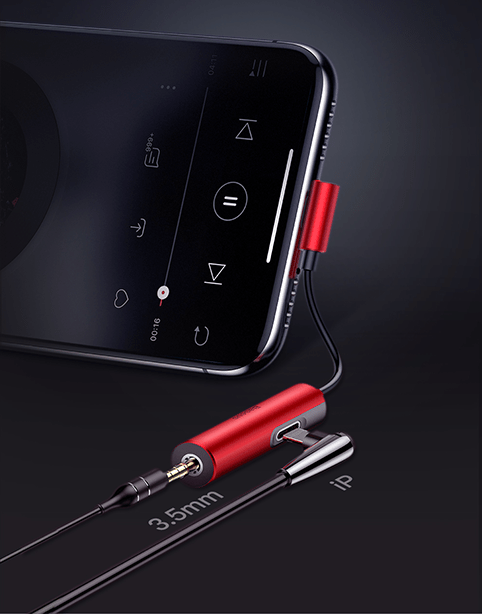 Baseus L42 iPhone Converter to iP &amp; 3.5mm audio jack Red