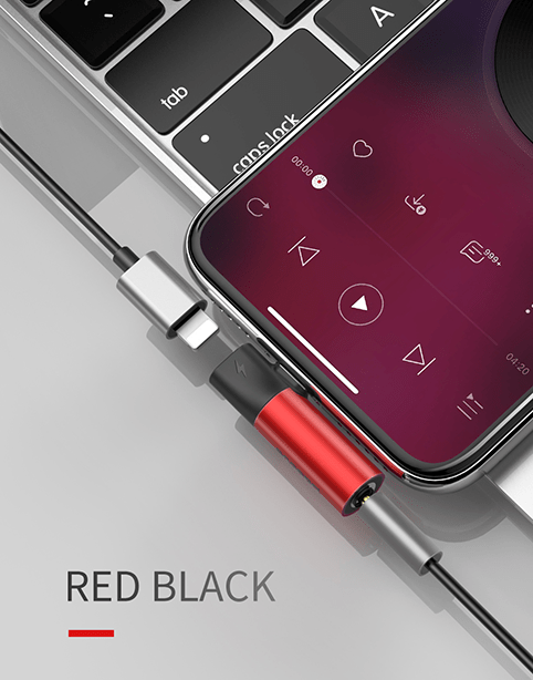 Baseus L43 iPhone Converter to iP &amp; 3.5mm audio jack Red